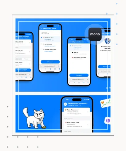 Showcase of mobile screens of mono checkout